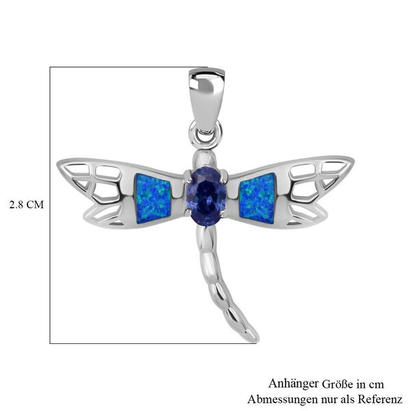 Tansanit Zirkonia und simulierter blauer Opal-Anh&auml;nger image number 5