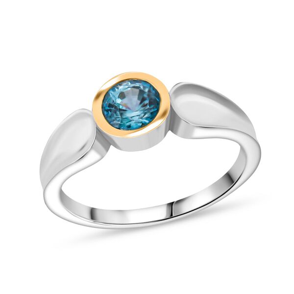 AA blauer Zirkon zweifarbiger Ring - 1,35 ct. image number 3