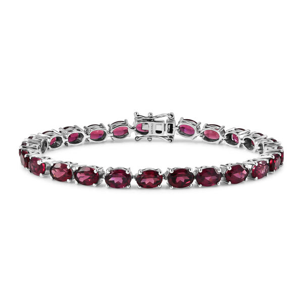 D'Joy AA Nat&uuml;rlicher Rhodolith Granat Armband ca. 20 cm 925 Silber rhodiniert ca. 26,55 ct.
