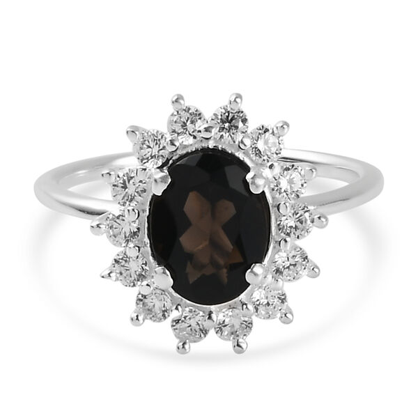 Rauchquarz und Zirkonia Ring 925 Silber image number 0