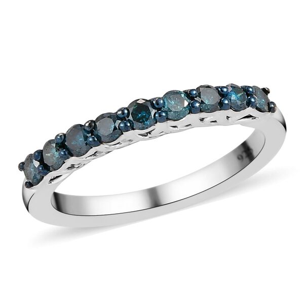 Blauer Diamant Half-Eternity-Bandring in Silber image number 4