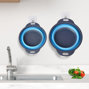 2er-Set K&uuml;chensieb, Gr&ouml;&szlig;e L-29x24 cm, S-24x20 cm, Grau-Blau