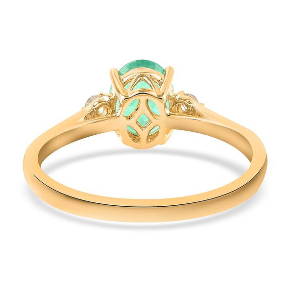 LUXORO AAA Kolumbianischer Smaragd, Wei&szlig;er Diamant Ring 585 Gold (Gr&ouml;&szlig;e 18.00) ca. 1,10 ct image number 4