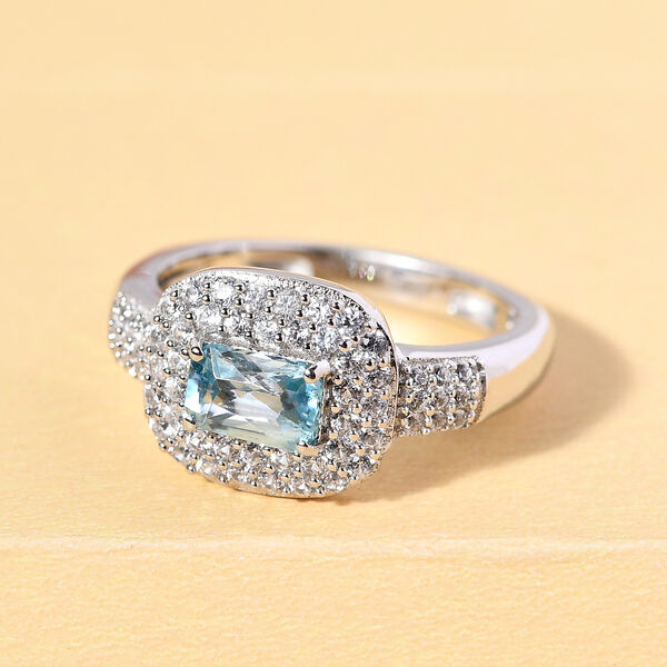 Kambodschanischer blauer und wei&szlig;er Zirkon-Ring - 1,45 ct. image number 7