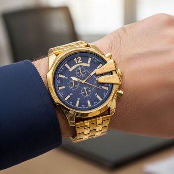 GENOA Japanisches Uhrwerk - Exklusive Uhr mit marineblauem Zifferblatt, Edelstahlkettenband und Dornschlie&szlig;e