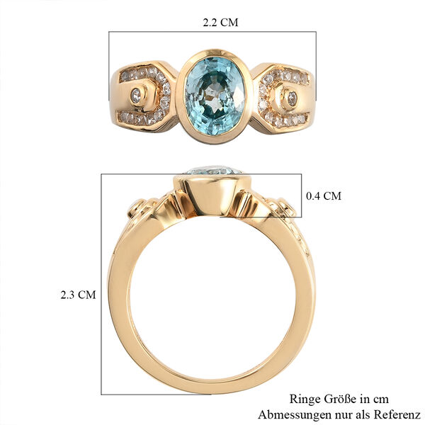 Kambodschanischer blauer und Weißer Zirkon Ring 925 Silber vergoldet  ca. 2,30 ct image number 7
