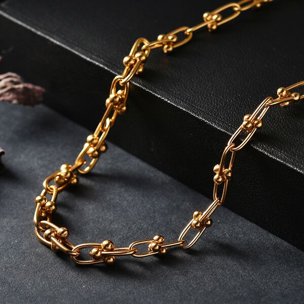 Halskette mit abgestuften Gliedern, 925 Silber vergoldet image number 1