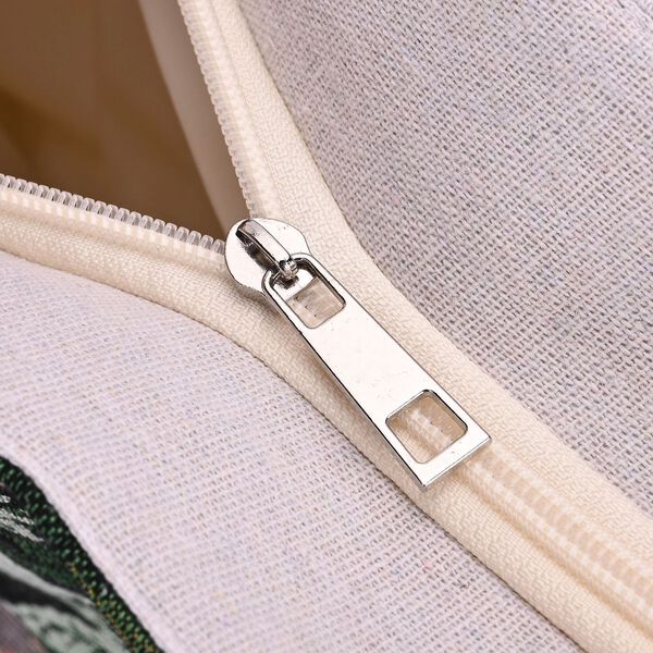 Jacquardgewebte Tasche aus Jute mit Futter, Reißverschluss und verstellbarer Kordel Riemen, 42x37x34 cm, Papagei image number 6