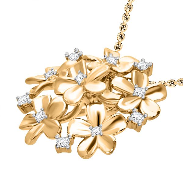 Weißer Diamant Anhänger,  925 Silber 750 Gelbgold Vermeil - 0,10 ct. image number 3