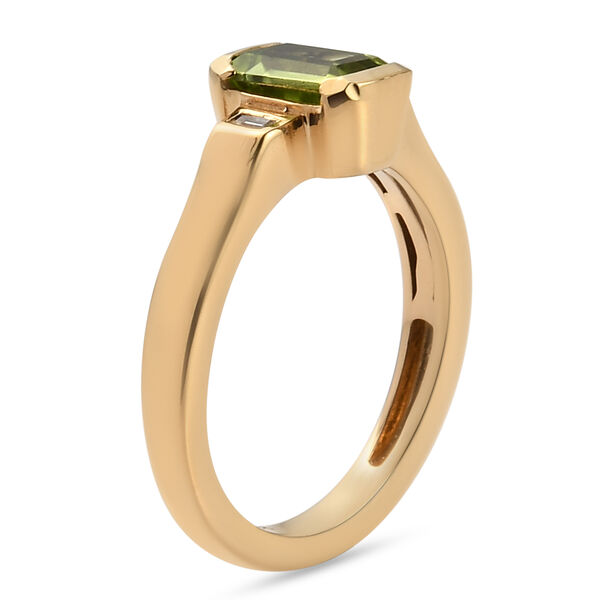 Nat&uuml;rlicher Peridot und Zirkon Solit&auml;r Ring 925 Silber vergoldet  ca. 1,00 ct image number 5
