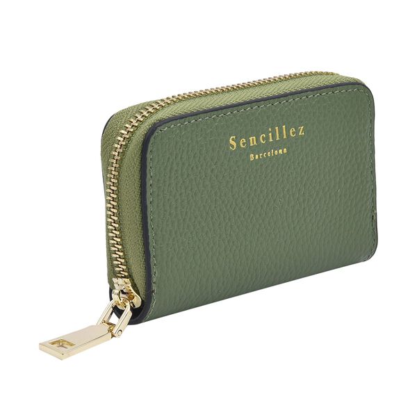 SENCILLEZ Geldbörse aus 100% echtem Leder und RFID Schutz, Größe 12x2x8 cm, Grün image number 2