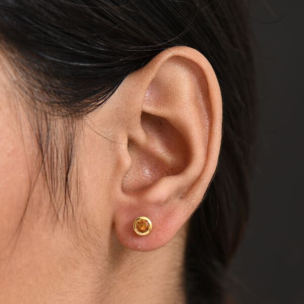 Citrin Ohrringe, 925 Silber 750 Gelbgold Vermeil - 0,57 ct. image number 2