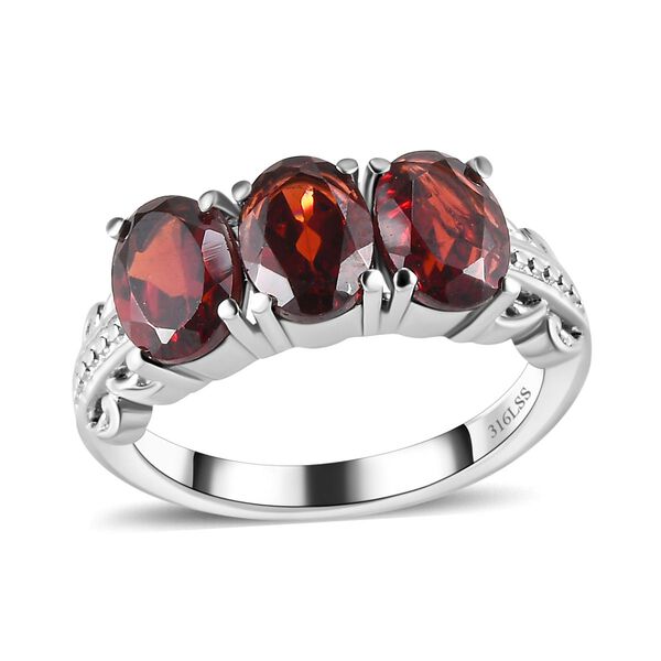 Roter Granat Schmuckset  Edelstahl ca. 5.99 ct image number 5