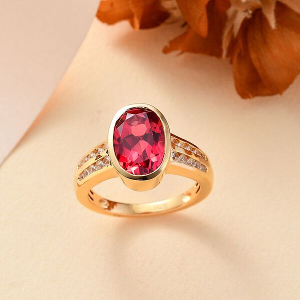 Labor Padparadscha Saphir und Zirkon Ring - 5,56 ct. image number 2