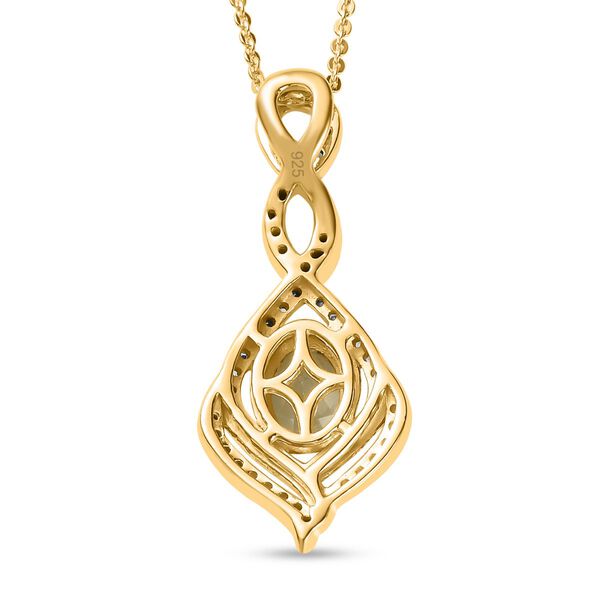 AAA Turkizit und wei&szlig;er Zirkon-Anh&auml;nger mit Kette, 50 cm - 1,42 ct. image number 6