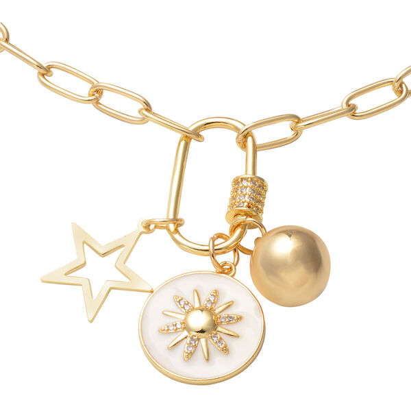 Emaillierte, weiße Kristall-Halskette, 52 cm image number 2