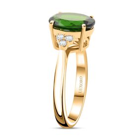 LUXORO zertifiziert und geprüft AAA natürlicher Chromdiopsid und Diamant Ring in 417 Gold - 3,75 ct.