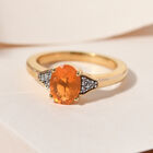 Feuer opal und Zirkon Ring 925 Silber vergoldet image number 1