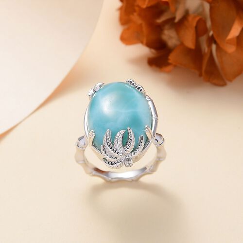 AA Natürlicher grüner Larimar und Zirkon Ring - 19,05 ct. image number 1