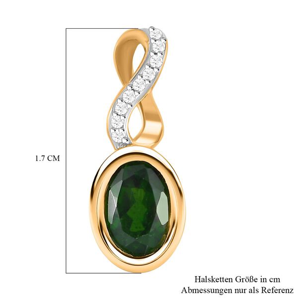 Nat&uuml;rlicher Chromdiopsid und wei&szlig;er Zirkon-Anh&auml;nger, 925 Silber vergoldet ca. 0.86 ct image number 6