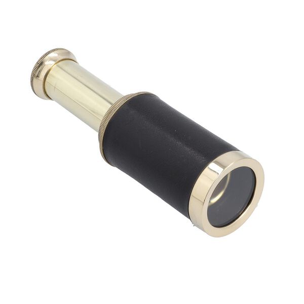 Handgefertigtes, voll funktionsf&auml;higes Teleskop mit Ledergriff und h&ouml;lzerner Geschenkbox, Gold image number 12