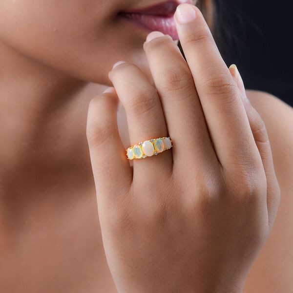 AA nat&uuml;rlicher, &auml;thiopischer Welo Opal und Zirkon-Ring - 1,60 ct. image number 3