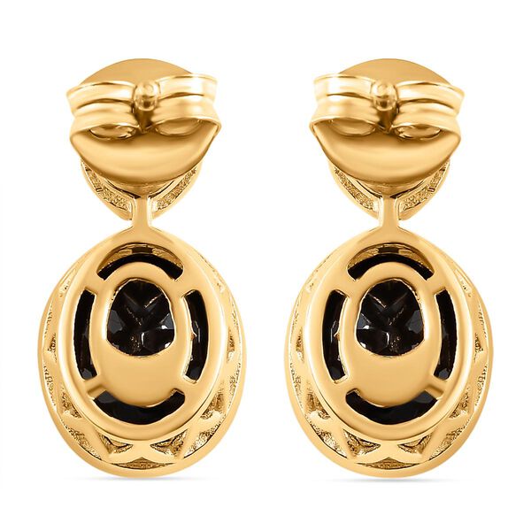 Schwarze Saphir Ohrringe, 925 Silber Gelbgold Vermeil ca. 5.71 ct image number 5