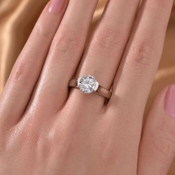 Moissanit Ring, 925 Silber rhodiniert - 1,75 ct.