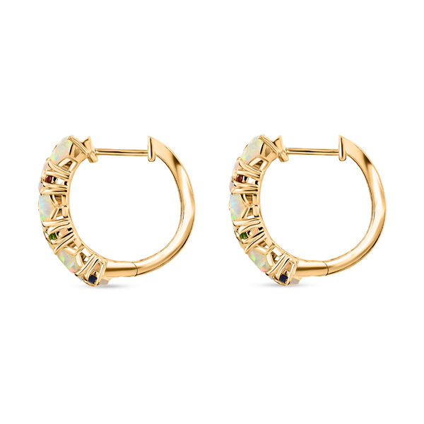 D'Joy äthiopische Welo Opal, Masoala Saphir, Chromdiopsid und Rhodolith Granat Ohrringe - 3,70 ct. image number 4