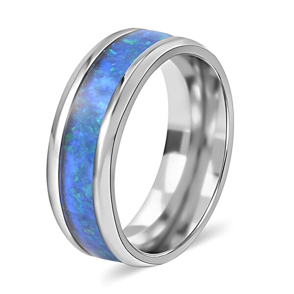 Simulierter Opal Ring, Edelstahl vergoldet, ca. 1.00 ct image number 5