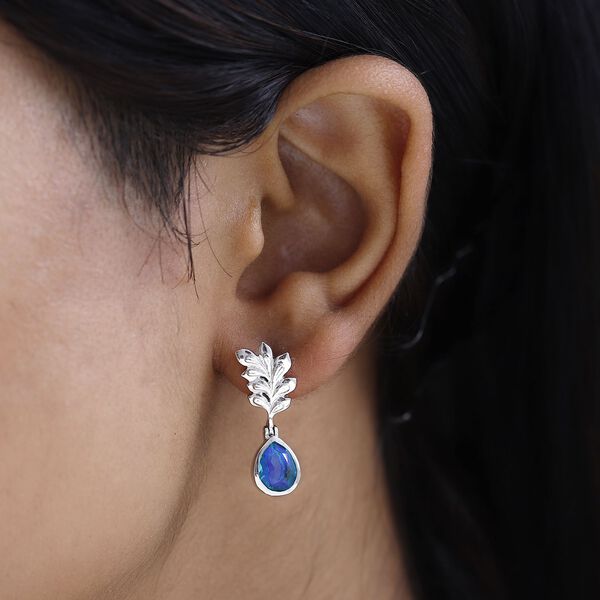 Paraiba Pfau Triplett Quarz Ohrringe - 2,73 ct. image number 2
