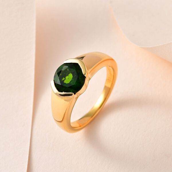 Nat&uuml;rlicher Chromdiopsid Ring, 925 Silber Gelbgold Vermeil, (Gr&ouml;&szlig;e 16.00) ca. 2.04 ct image number 2