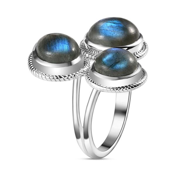 AAA Labradorit Ring, 925 Silber platiniert (Gr&ouml;&szlig;e 19.00) ca. 10.07 ct image number 5