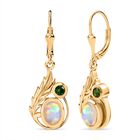 D’joy AA Natürlicher, äthiopischer Welo Opal, Natürlicher Chromdiopsid Ohrringe 925 Silber vergoldet ca. 1,35 ct.