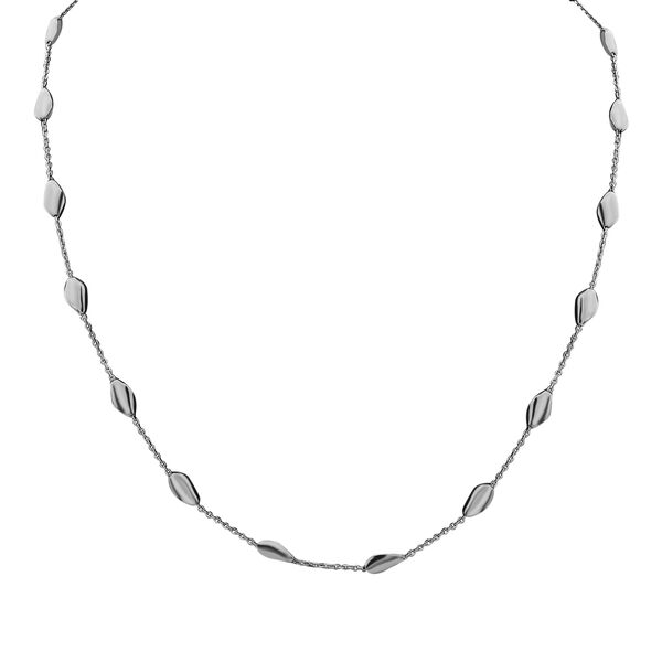 Barrel Bead Kette in rhodiniertem Silber