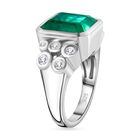 Smaragd-Triplette-Quarz, Weißer Zirkon Ring, 925 Silber rhodiniert (Größe 19.00) ca. 5.94 ct image number 4