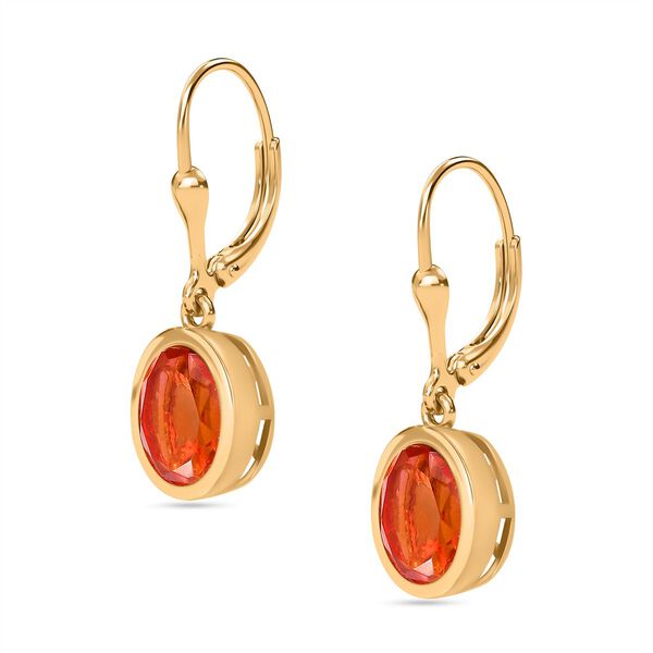 Padparadscha Quarz Triplette Ohrringe 925 Silber 750 Gelbgold Vermeil ca. 4.12 ct image number 4