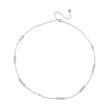 Wei&szlig;e Muschelkernperlen-Halskette 43cm in rhodiniertem 925 Silber - 18,24 ct.