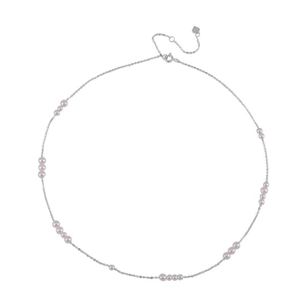 Wei&szlig;e Muschelkernperlen-Halskette 43cm in rhodiniertem 925 Silber - 18,24 ct. image number 3