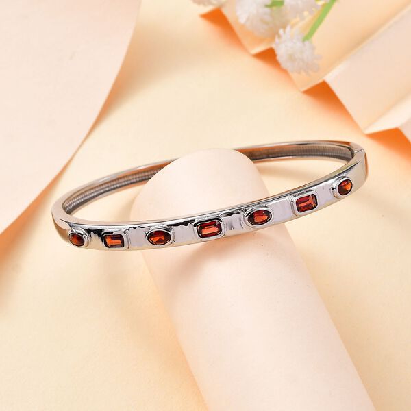 Roter Granat Armreif ca. 19 cm Edelstahl ca. 2.19 ct image number 1