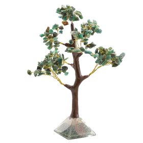 LIVMORE Edelsteinbaum mit Orgonit Basis, Grüner Aventurin, 23 cm, 230 Perlen, Grün
