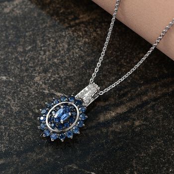D'Joy AA Ceylon Saphir und Zirkon Anh&auml;nger mit 50cm Kette - 1,59 ct.