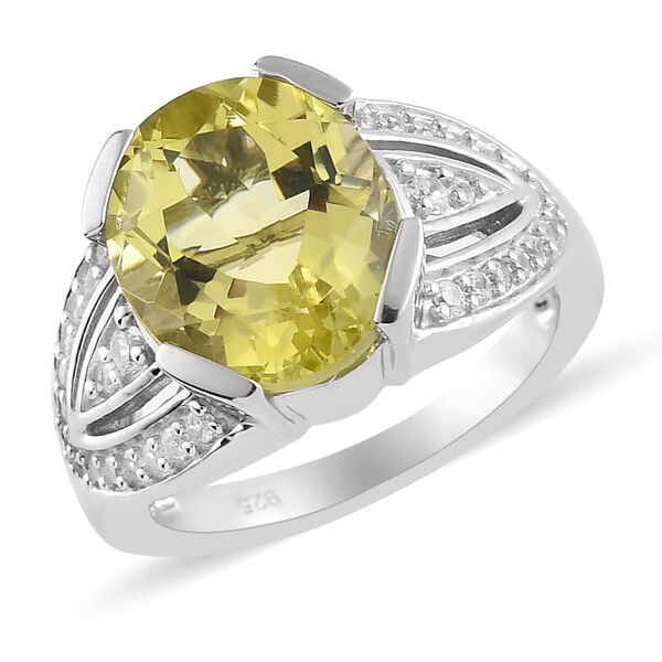 Ouro Verde-Quarz und Zirkon Ring 925 Silber platiniert image number 4