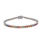 Mehrfarbiges Saphir-Armband, ca. 19 cm, 925 Silber platiniert ca. 9,24 ct