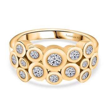 LUXURIANT SI Labor Diamant Ring, 925 Silber 750 Gelbgold Vermeil - 1 ct.