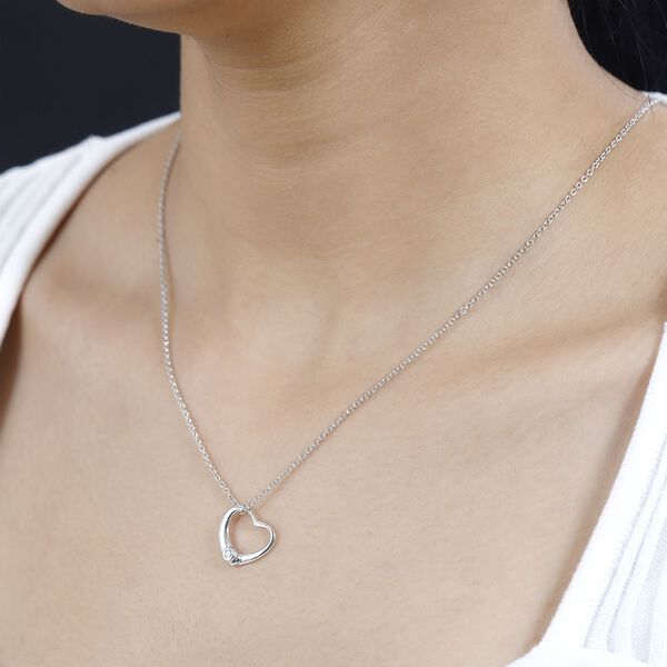 Moissanit Herz Anh&auml;nger mit 50cm Kette in rhodiniertem Silber image number 3