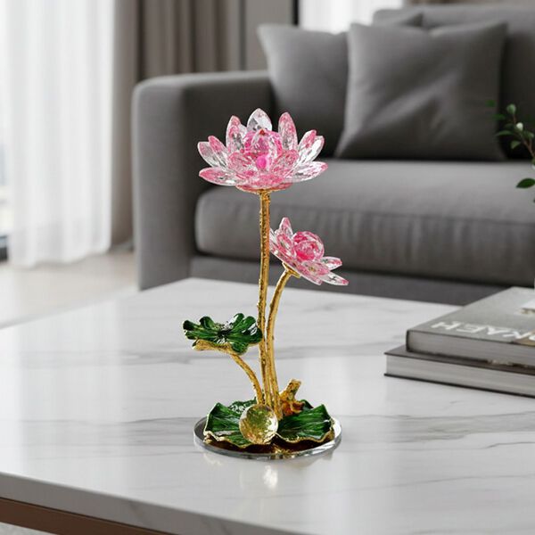 Kristall Lotus Bl&uuml;te, 18 x 7,5 cm, Rosa image number 3