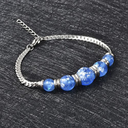 Blaues Künstlicher-Opal-Armband, ca. 18.5 cm Reiner Edelstahl image number 1