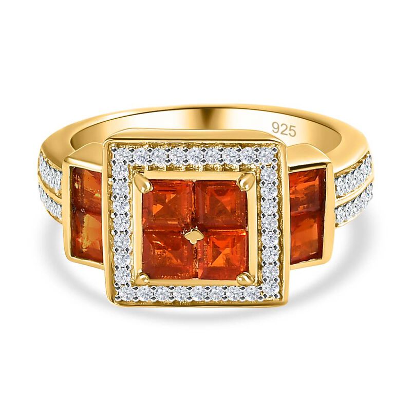 AA Salamanca Feueropal Ring, 925 Silber Gelbgold Vermeil, (Größe 19.00) ca. 1.31 ct image number 0