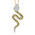 GP Trionfo Kollektion- Kanchanaburi Blauer Saphir, Weißer Zirkon Schmuckset ca. 50 cm 925 Silber 750 Gelb Vergoldet ca. 0.25 ct